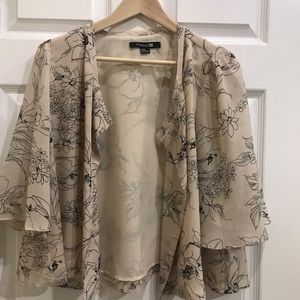 Nude & Black Crop Top Kimono